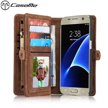 For Samsung Galaxy S7 G930A G9300 5.1 Retro Quality Leather Case with Zipper Wallet Card Multifunction Magnetic Phone Back Cover