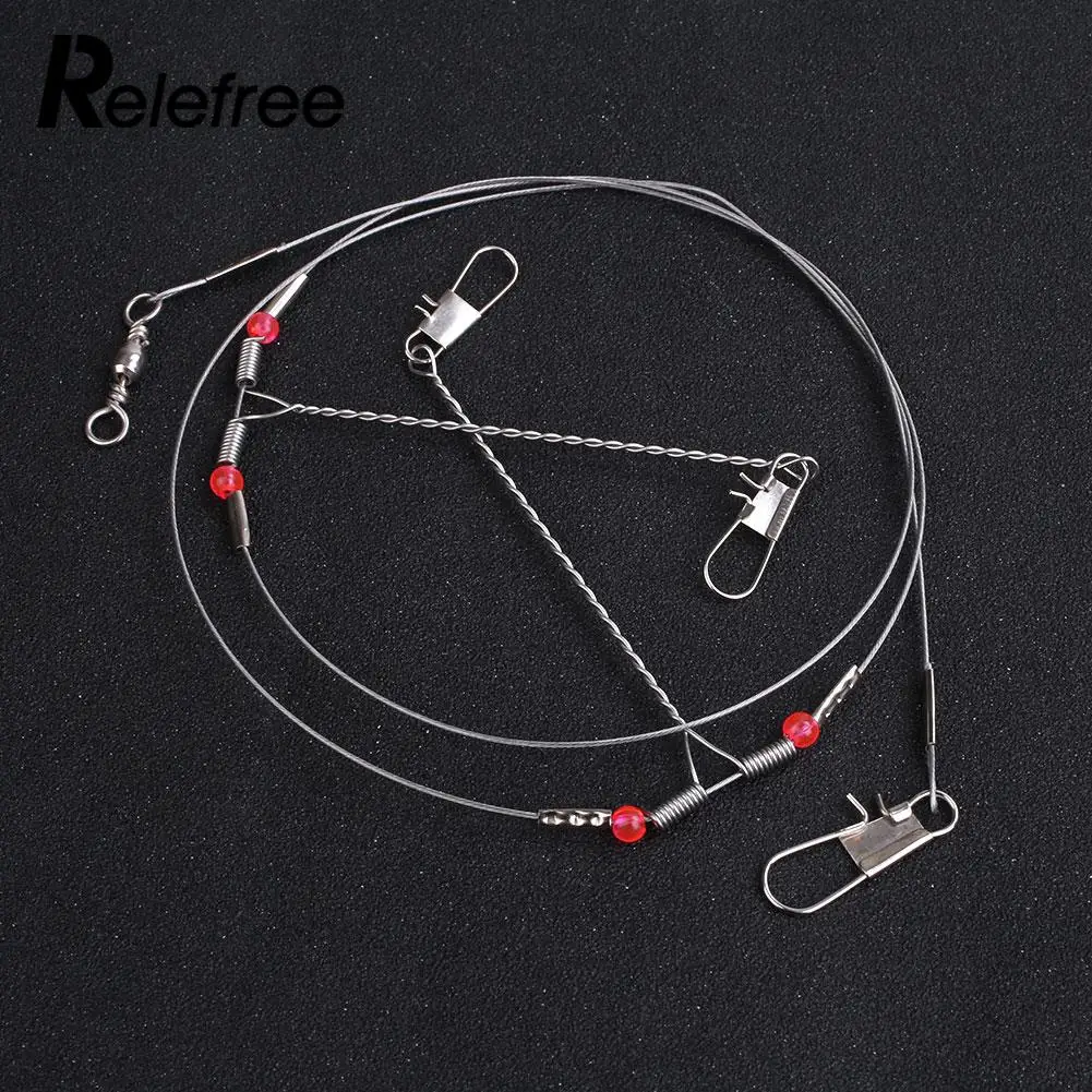 

Wire Line Trace Leader Steel 2 Arm Fishing Tackle Tool Rigs Lure Swivel 60LB