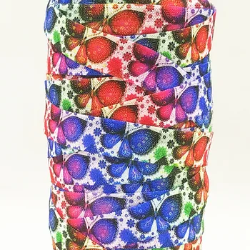 

Q&N ribbon wholesale/OEM 5/8inch 16mm 160812038 butterfly printed folded over elastic FOE 50yds/roll free shipping