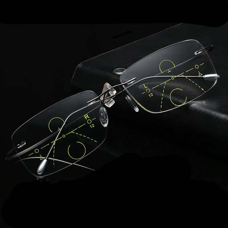 Smart zoom Titanium Progressive Multifocal Reading Glasses Men Women