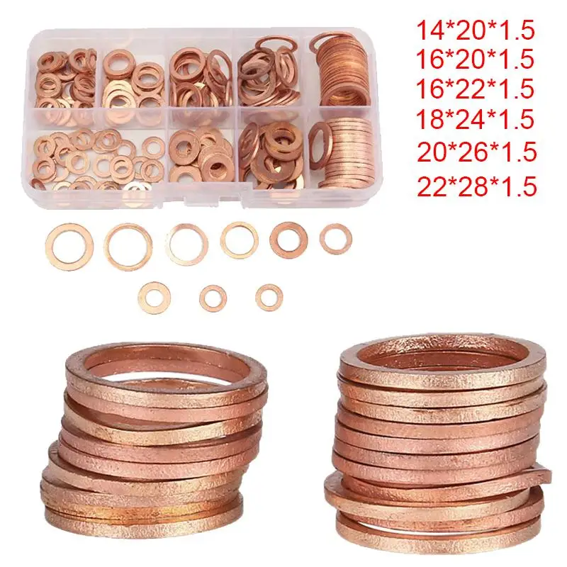

20pcs/pack solid copper flat washer seal ring male sump oil seal accessories16*20*1.5 MM washers fixing Hardware accessories