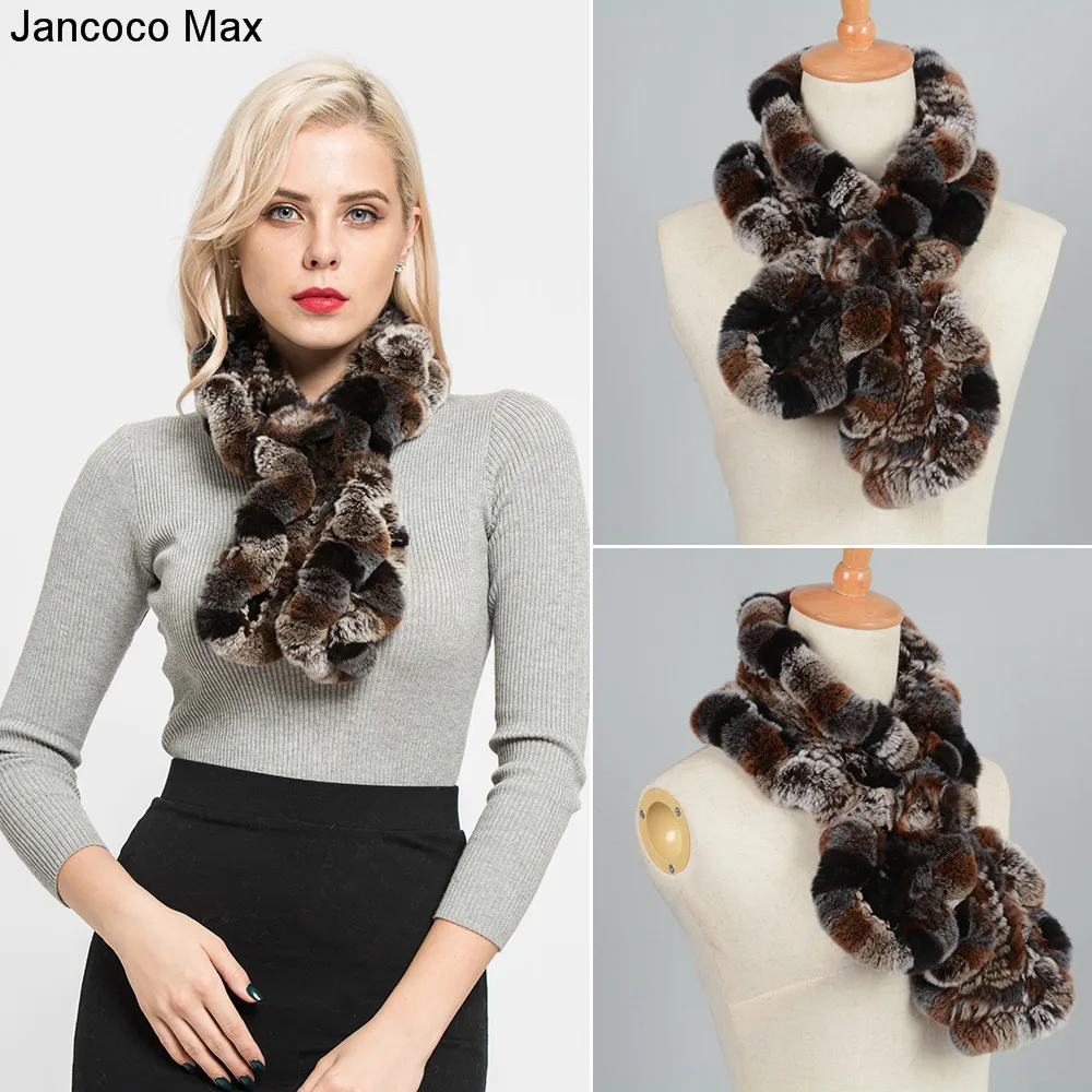 Jancoco Max Новое поступление толстый теплый Настоящий мех кролика шарф весна осень зима шейный платок мягкая Муфельная S7119