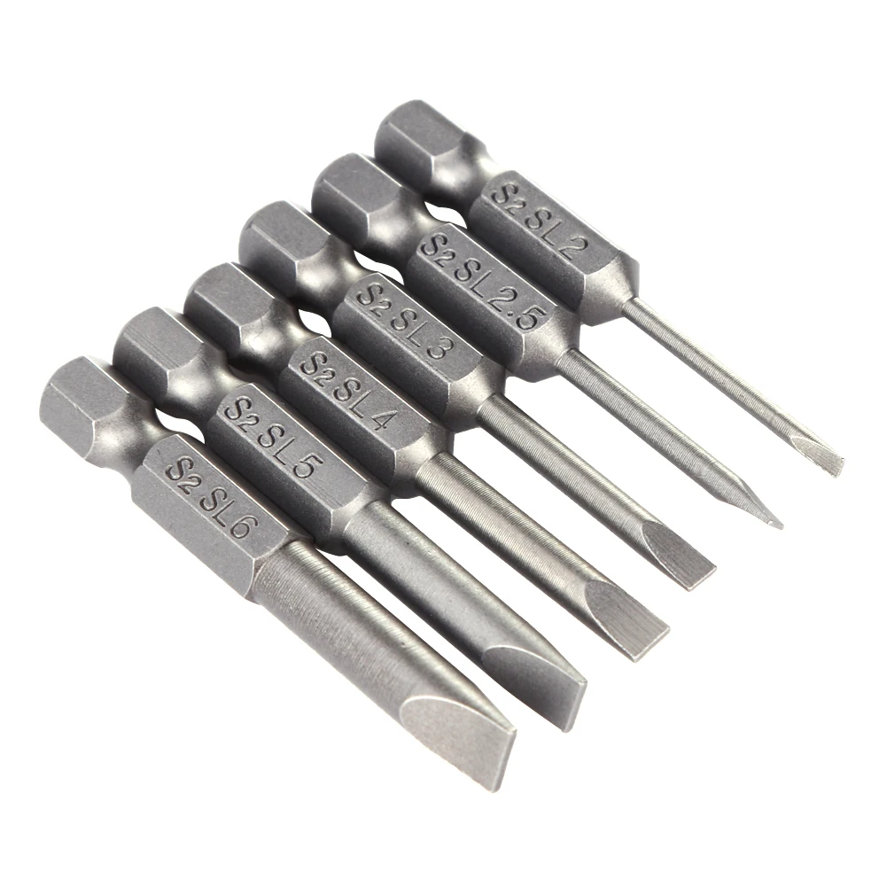 

6pcs/set Multifunctional Alloy Steel Screwdriver set 50mm 2.0-6.0mm Flat Head Slotted Tip Magnetic Slotted Screwdrivers Bits
