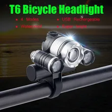 USB Rechargeable XML T6 LED Bicycle Bike Light Front Cycling Light Head lamp rechargeble LED bicycle light new A30