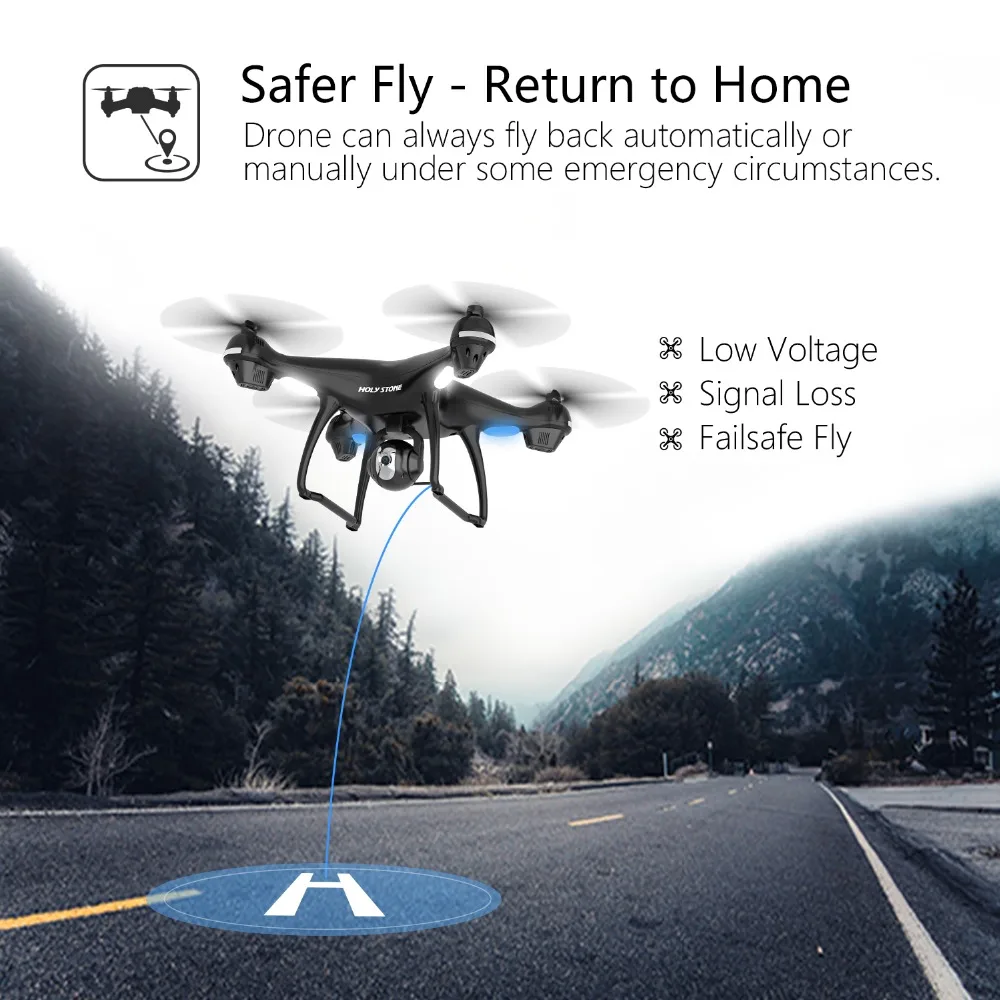 [EU USA Stock] Holy Stone HS100 GPS FPV RC Drone Wide Angle 720P 1080P Wifi Camera FPV Long Fly 7.4V 2500mA battery APP Control