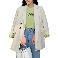 Для женщин 2019 Демисезонный свободные Повседневное вельветовый костюм куртки женщины с длинным рукавом лацкан пальто дамы Винтаж толстый