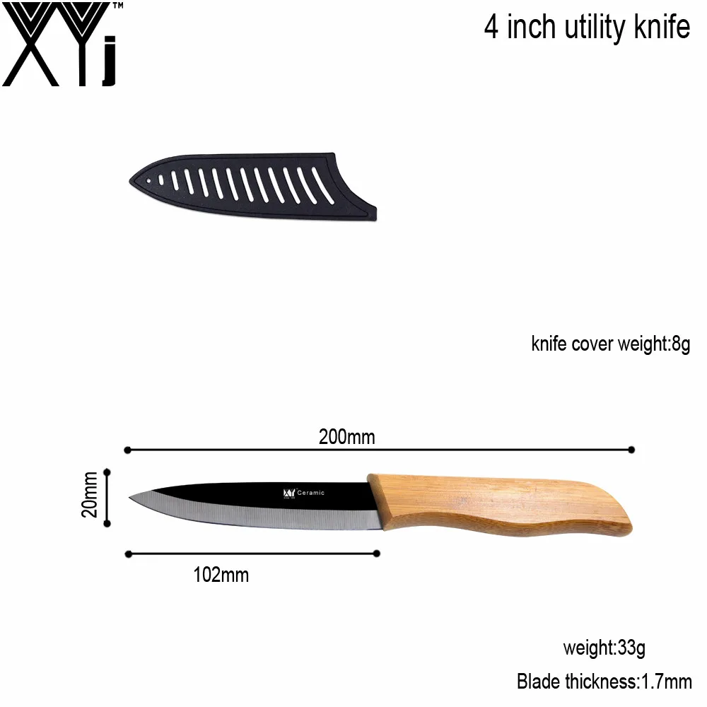 Бамбуковая ручка черное керамическое лезвие Набор ножей " утилита 5" для нарезки, кухонный нож Горячая XYJ брендовый передовой кухонные аксессуары