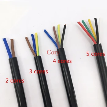 

22 AWG 0.3MM2 RVV 2/3/4/5/6/7/8/10/12/14/16/18 Cores Pins Extension wire Copper Wire Conductor Electric RVV cable sleeves BALCK