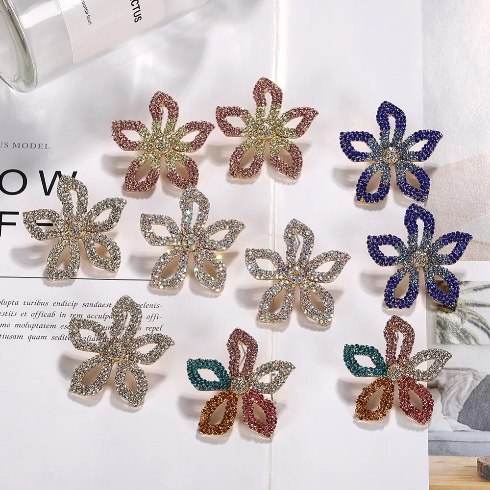 Женские серьги-гвоздики в Корейском стиле, украшенные кристаллами, модная цветная подвеска, Свадебные Летние аксессуары, подарок