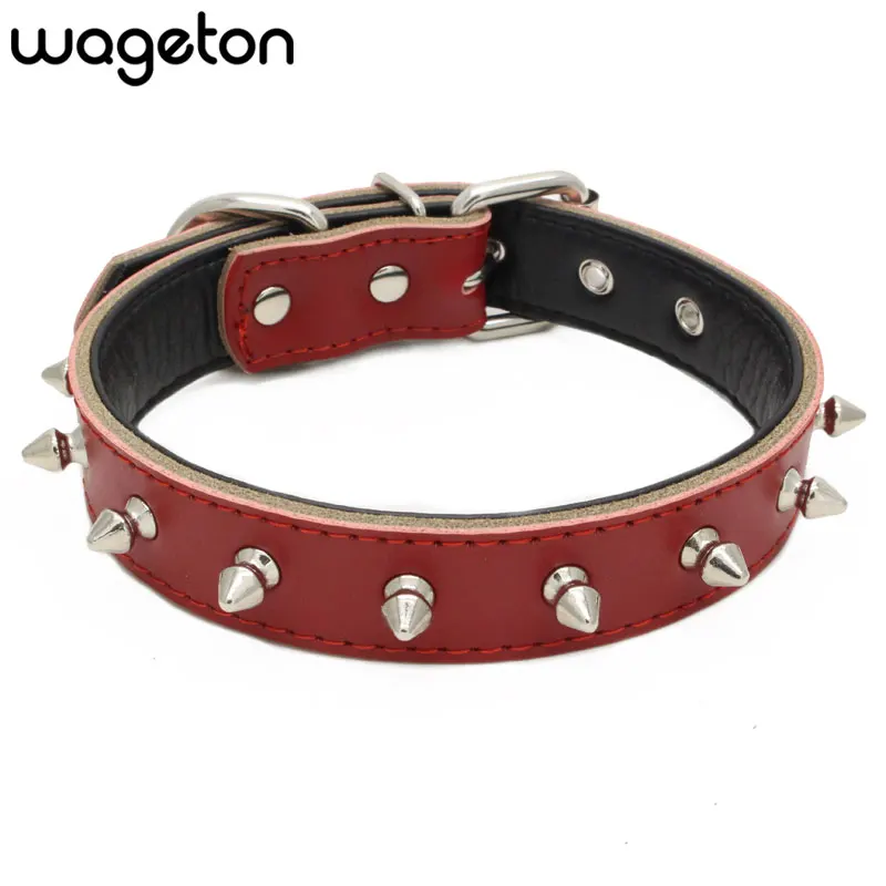 

Rivet Studded Dog Collars Adjustable Cool Seude Leather Padded Pet Accessories Cat Puppy Necklace Small Medium Large 5 Colors