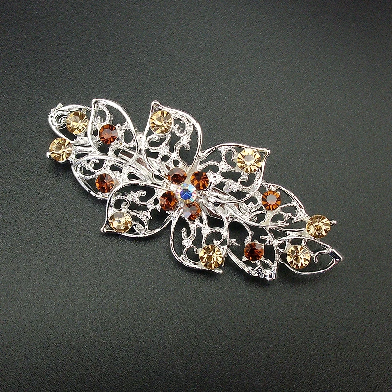 New Fashion Shining Glossy Cheap Strass Flower Blue Brown Pin Spilla, Articolo N.: Bh7457