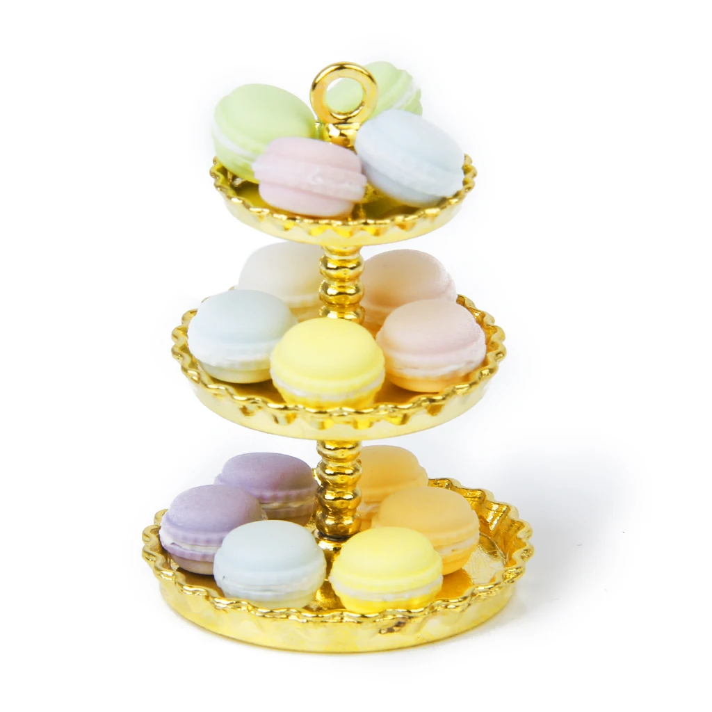 15 Pieces Dollhouse Miniature Kitchen Food Dessert Tea Time Snack French Macaroon 1:12 Scale Doll House Decor Ornaments