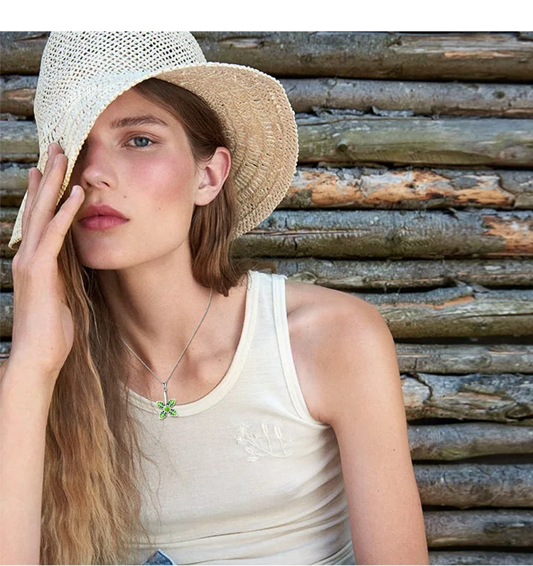 Клевера перевалка vogue Малый sautoir свежих листьев кулон ожерелье, 925 серебро обязуется детонации модель