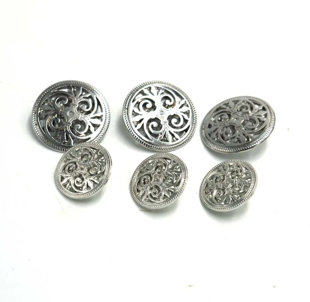 20pcs 17mm&20mm&23mm Silver Tone Hollow Pattern Shank Sewing Metal Buttons DIY Sew On Jeans Cloth Buttons Round Scrapbook button 3