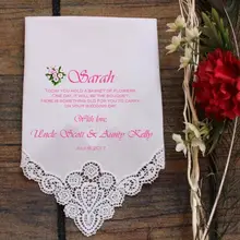 Персонализировать любое имя текст цветок носовой платок для девочек, цветок девушка hankie, hanky, пользовательские печатные Свадебные платок