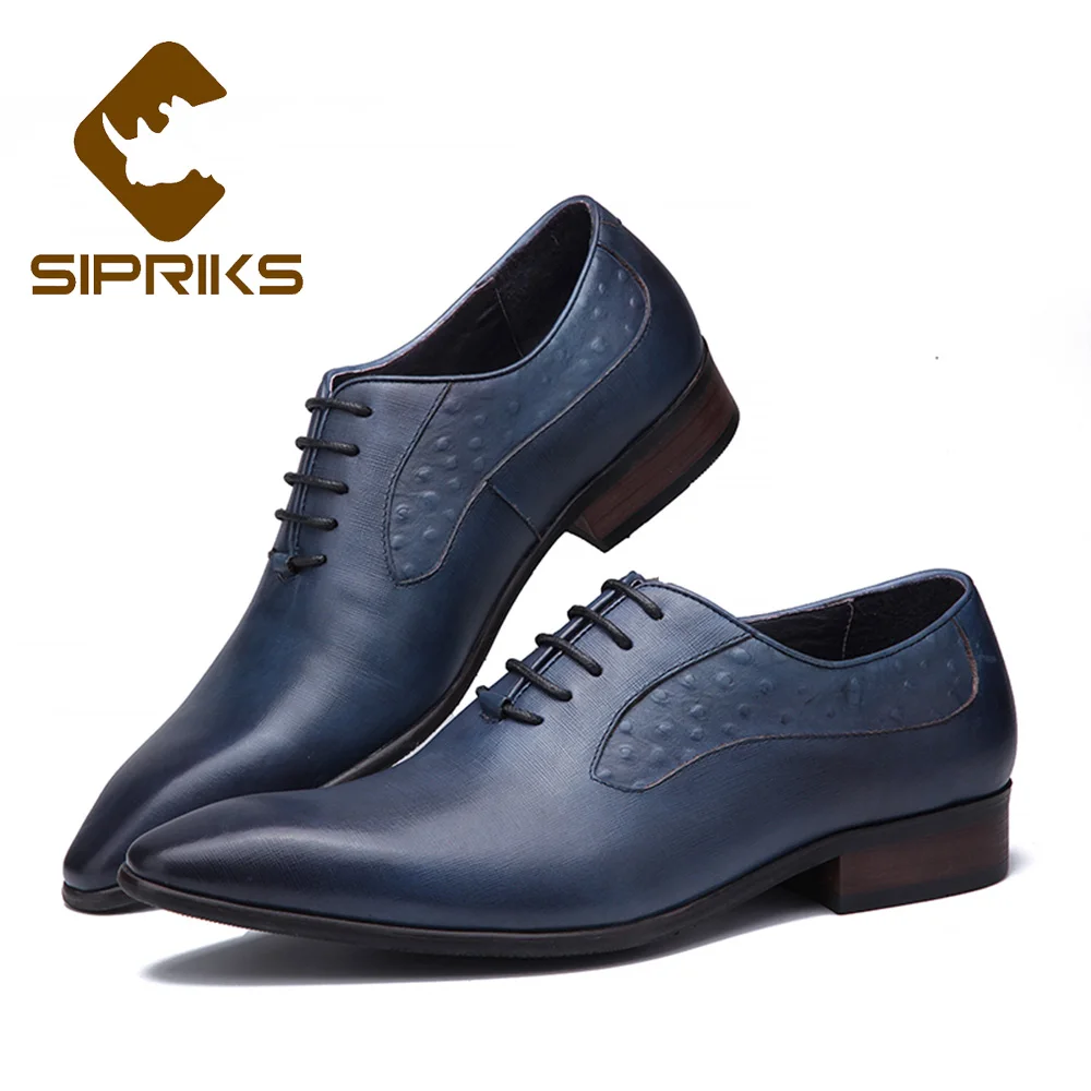Sipriks мужские синий смокинг обувь натуральная Кожаные модельные туфли Туфли-оксфорды; британский стиль деловой мужской костюм социальных Бизнес офисные туфли черного цвета