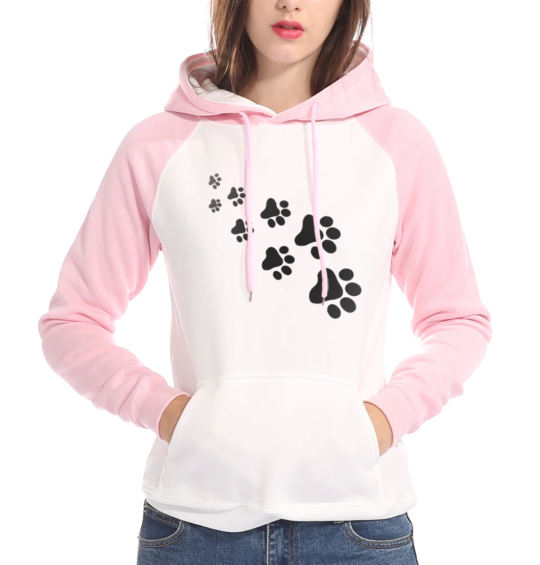 women kawaii cat paws pullovers 2019 Casual fleece winter sweatshirt