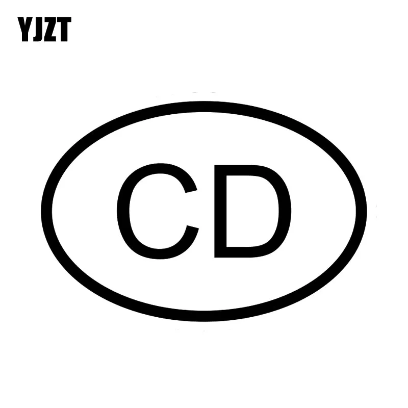 YJZT 13 8 см * 9 3 CD код страны Конго овальная Автомобильная наклейка Виниловая черный