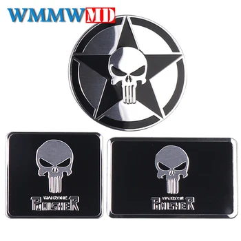 

Car styling 3D SKULL DEATH THE Punisher Car Stickers Metal Aluminum Motorcycle Tank Helmet Decal Auto Exterior Decoration