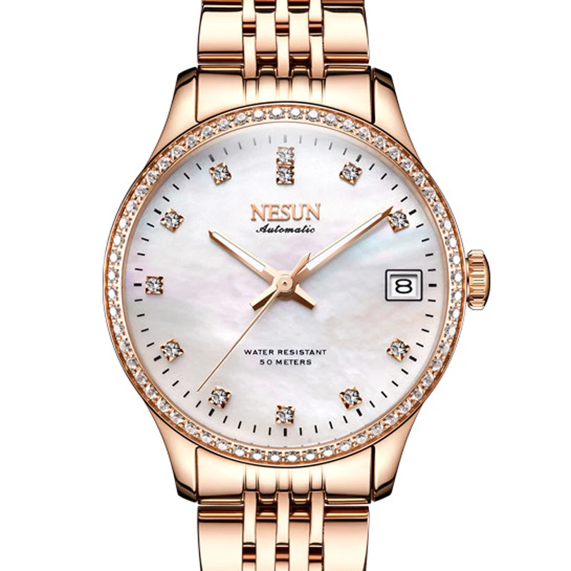 

NESUN Switzerland Women Watch Top Luxury Brand Clock Japan MIYOTA Automatic MOVT Wrist Waterproof Diamond Ladies Watch N9202-4