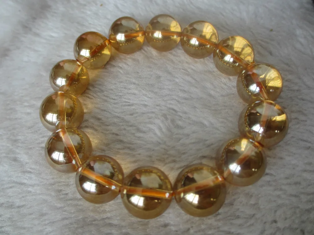 

432 14mm NATURAL QUARTZ CRYSTAL Light plating BEADS BRACELET HEALING