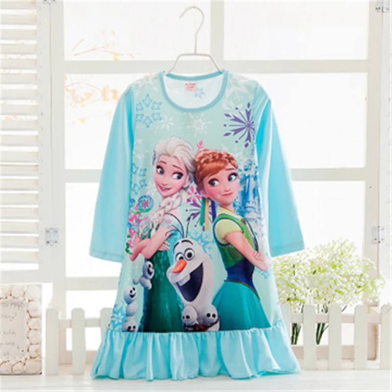 2019 New Style Anna Elsa Girls Nightgowns Children Party Dresses Sleepwear Pajamas Baby Girls Nightie Dress Pyjamas baby girl nightgowns