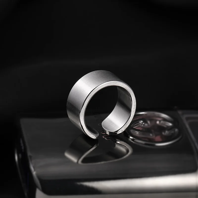 HUANZHI хип-хоп стиль Новая титановая стальная пилка Ширина зеркала 10 мм кольцо для открытия для женщин вечерние Простые ретро панк ювелирные изделия - Цвет основного камня: A  Scrub