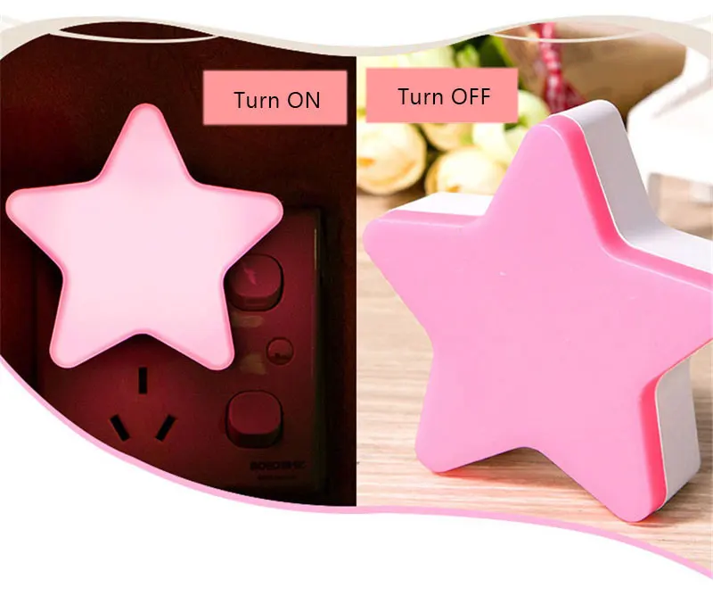 LED Star Night Light EUUS Plug Smart Light Sensor Wall Night Lamp For Baby Room Kids Bedroom Home Decoration Energy Saving 110-220V (8)