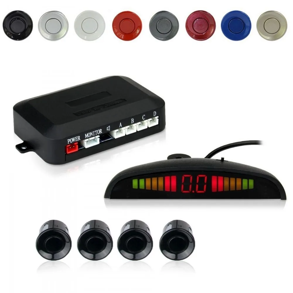 Car Vehicle Reverse Backup Radar System with 4 Parking Sensors Distance Detection LED Distance Display Sound