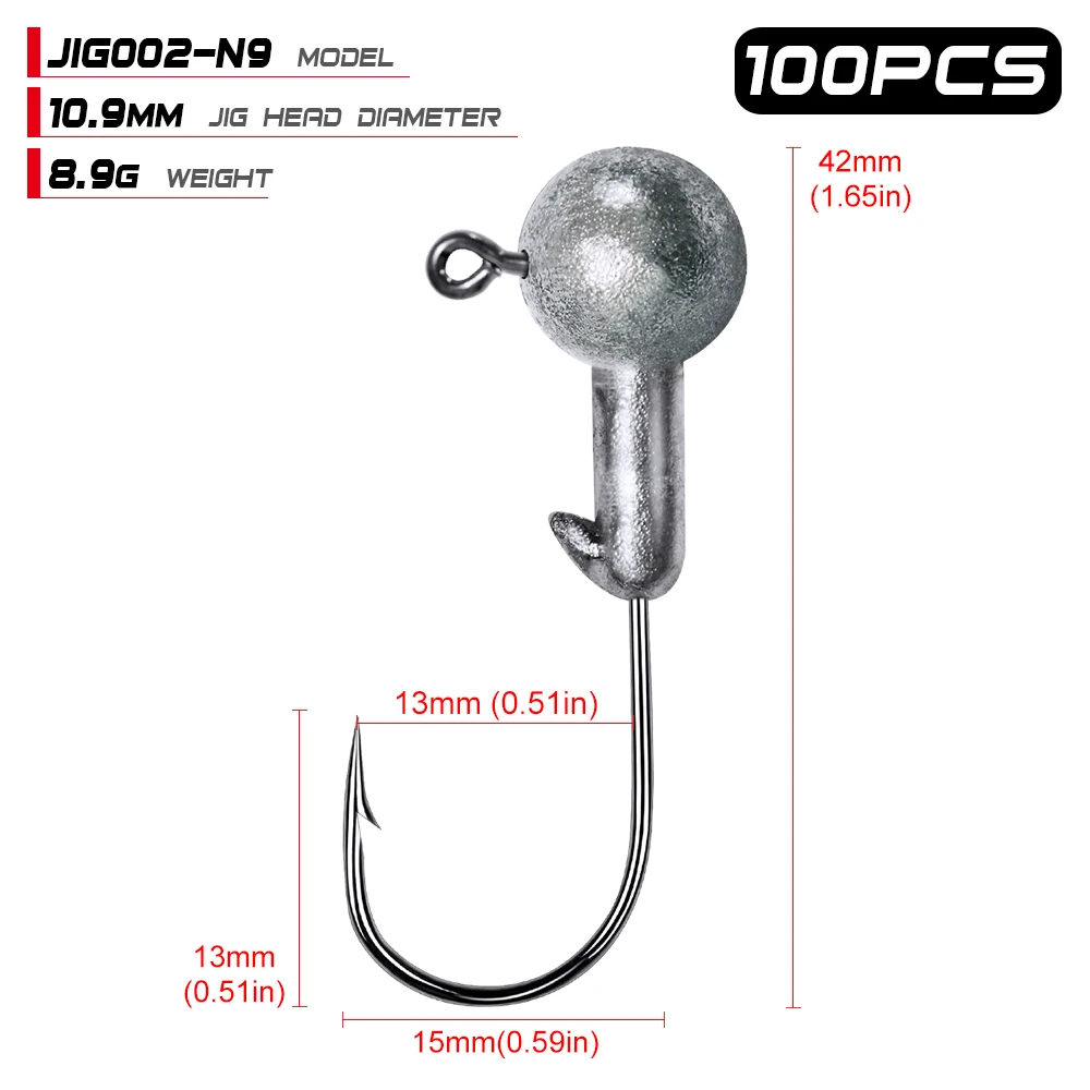 100 шт./лот джиг большие крючки для рыболовной приманки 1G-2G-3G-5G-6G-7G-9G рыболовный крючок с свинцовой круглой головкой натуральный цвет джиг Крючки - Цвет: Jig Big Hook 9G