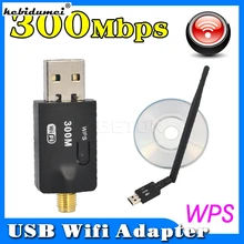 Новые туфли на очень высокой скорости 300 Мбит/с беспроводной Mini-USB WiFi адаптер беспроводной локальной сети с внешней антенной и функция WPS кнопка 2,4 ГГц