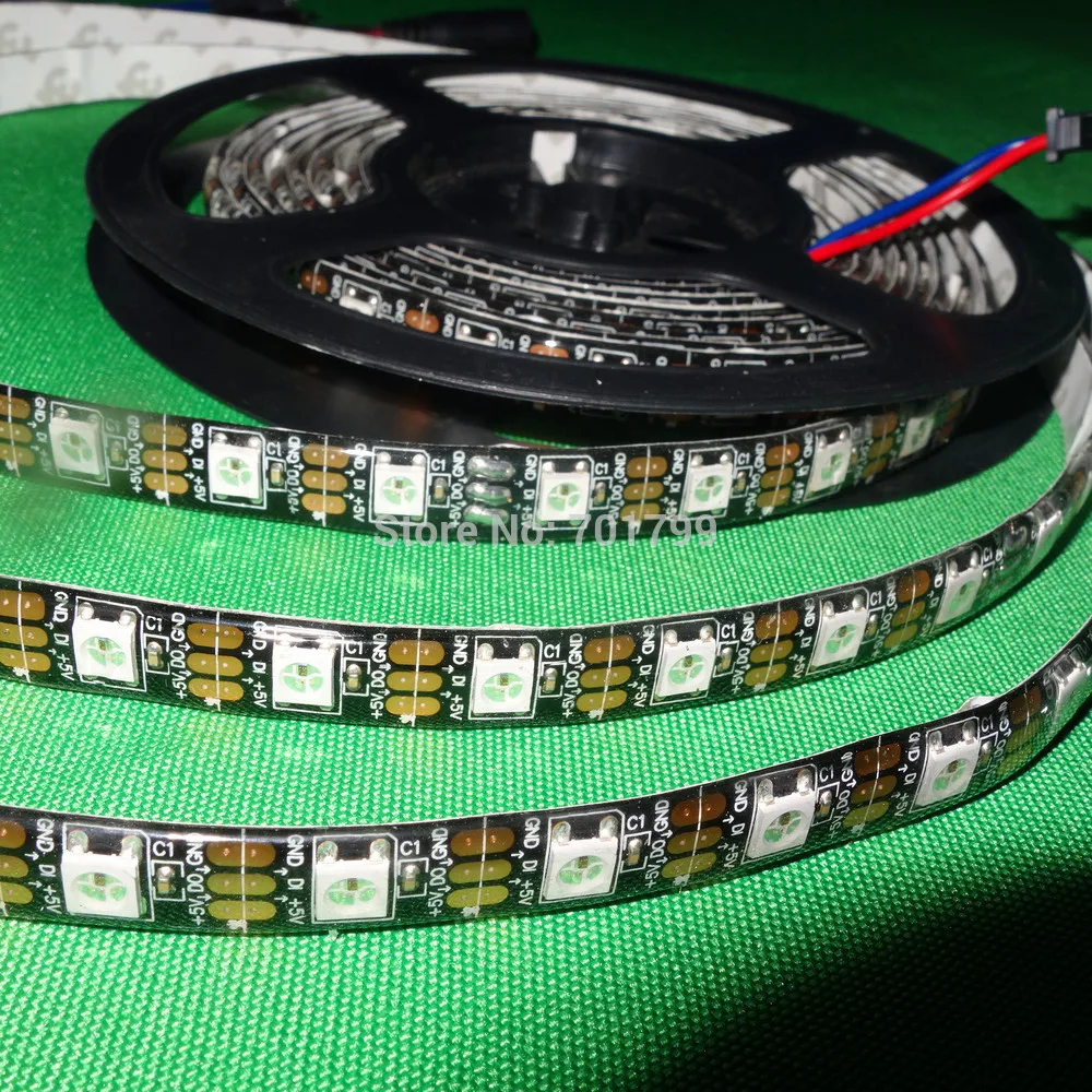 

5m 60LEDs/m DC5V addressable WS2812B led pixel strip,waterproof by silicon coating,60pcs WS2812B/M with 60pixels;BLACK PCB