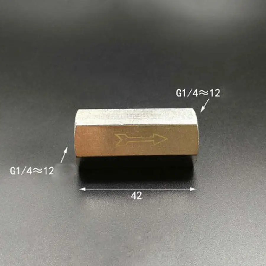 

DN8 1/4" BSP Female Nickel Plated Brass Check Valve One Way Non-Return Water Gas Oil Hex Rud Min 2 Bar Pneumatic