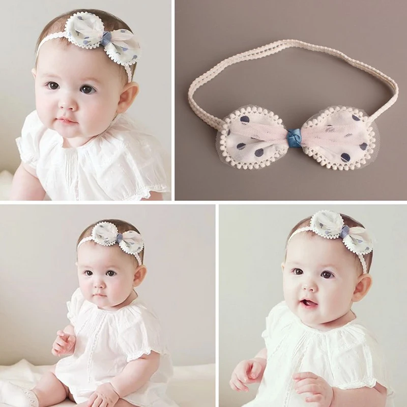 

Fashion Newborn Baby Headband Infan Girl Dots Yarn Butterfly Knot Headband Kids Hair Accessories Infantil Menina Headwear