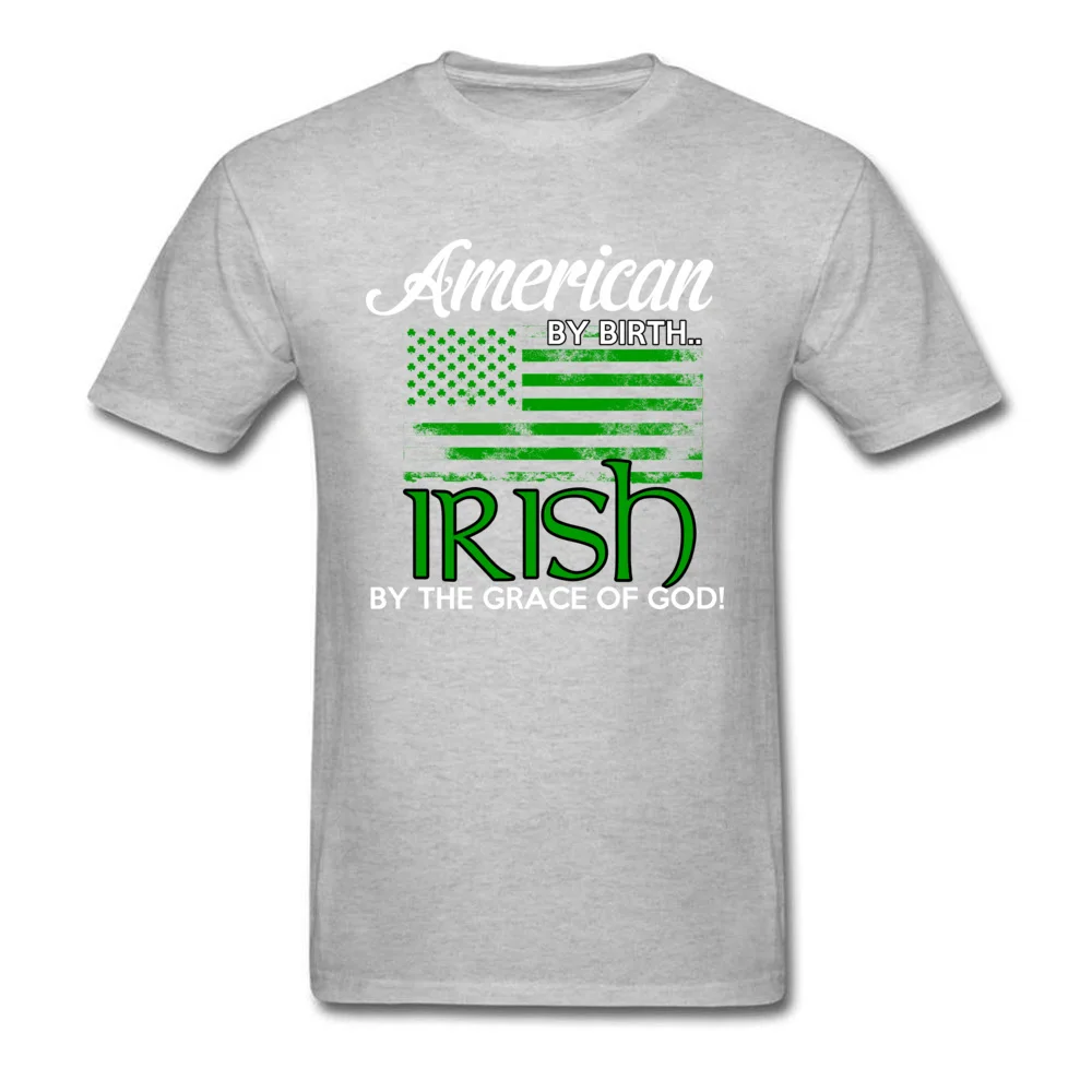 Printed On Leisure Summer Autumn Cotton Round Neck Men's Tops & Tees Casual Clothing Shirt Classic Short Sleeve T Shirt IRISH BY THE GRACE OF GOD grey
