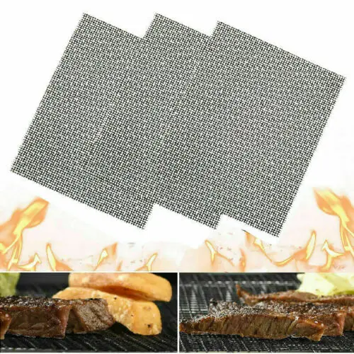 

New Solid Convenient Grill Mat BBQ Grill Mesh Mat Non-Stick Teflon Cooking Sheet Liner Fish