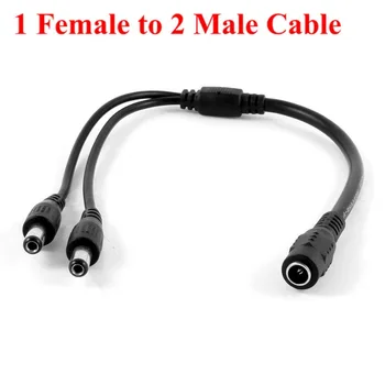 

DHL 100pcs/lot DC Power Cable 5.5x2.1mm 1 DC Female to 2 male Plug Power Splitter Cord adaptor for CCTV Camera Led Strip light