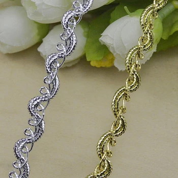 

50Metres Phoenix Sideband Collaring Car Lace S Type Lace Beads/Snake Gold Silver Lace Belt Ribbons Clothes Accessories Kant Lint