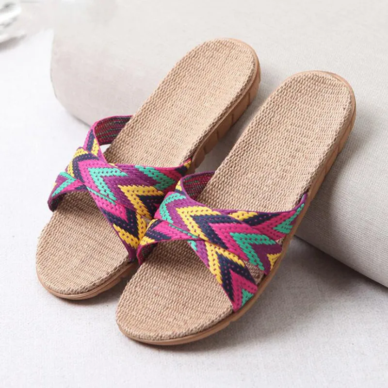 2018-Summer-Flax-Bathroom-Home-Women-Flip-Flop-Shoes-Non-Slip-Sandals-Slipper-Flat-Wedge-Heel