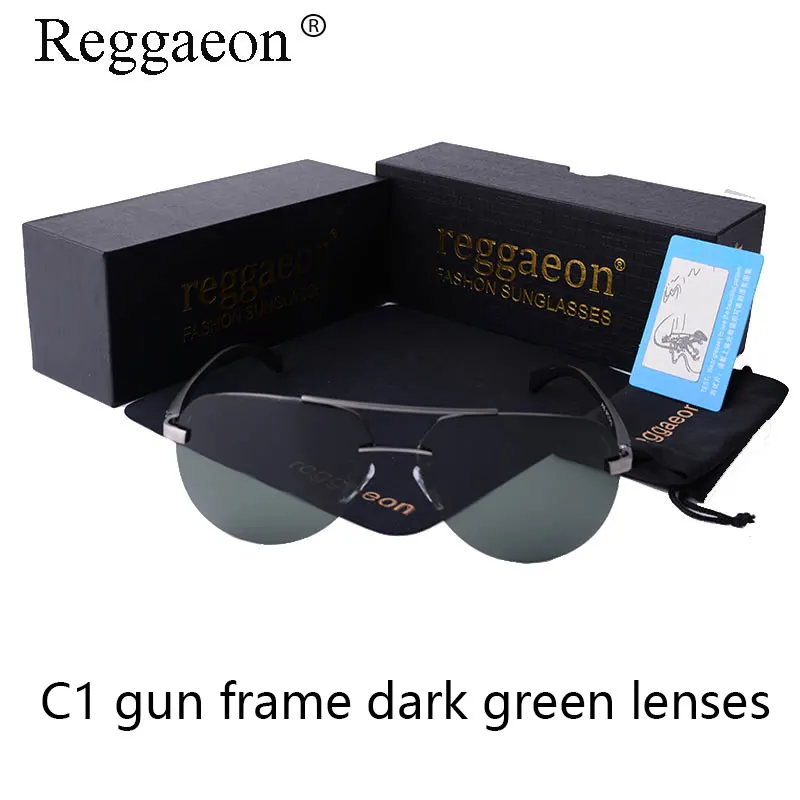 Reggaeon наивысшего качества поляризационные солнцезащитные очки человек металлический каркас вождения очки Дело box uv400 Роскошные модные