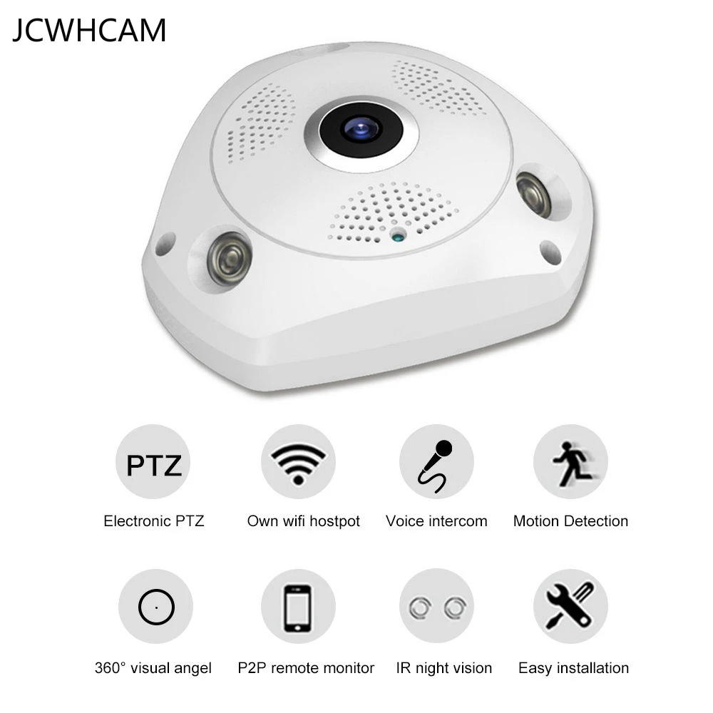 

JCWHCAM Wifi IP VR Camera Wireless 5MP HD Smart 360 Degree Fishey Panoramic Network CCTV Security Home Surveillance Cam