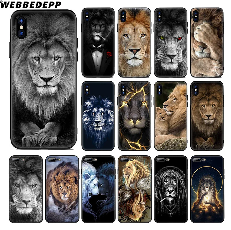 

WEBBEDEPP Lion Alpha Male Cub Soft Silicone Case for Apple iPhone Xr Xs Max X or 10 8 7 6 6S Plus 5 5S SE Phone Case