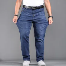 High Quality Stretch Plus Big Size 29 - 44 46 48 90% Cotton Straight Denim Jeans Men Famous Brand 2019 Spring High Quality Stretch Plus Big Size 29 - 44 46 48 90% Cotton Straight Denim Jeans Men Famous Brand 2019 Spring