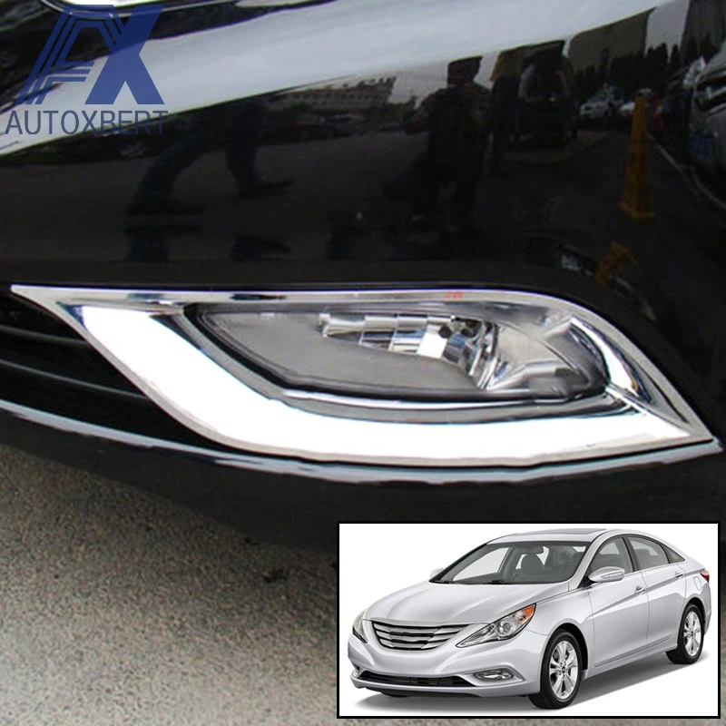 

AX Chrome Front Fog Light Cover Headlight Lamp Insert Trim Molding Frame Garnish For Hyundai Sonata i45 YF 2014 2013 2012 2011
