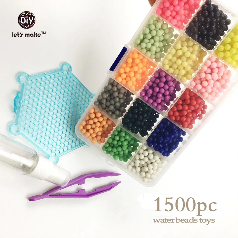 Let's make 15Colour Water Beads Toys Sticky Perler Beads Pegboard Set