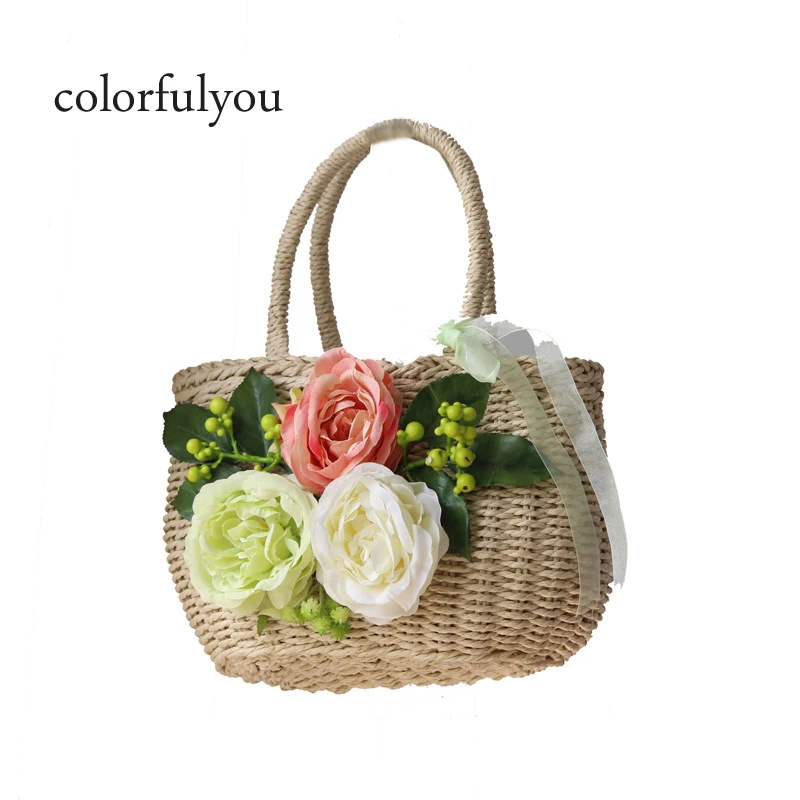floral straw bag