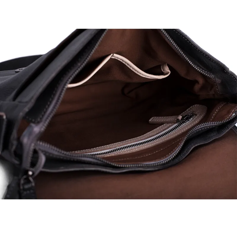 Handmade Vegetable Tanned Leather Men's Messenger Bag Shoulder Bag Satchel Bag 6