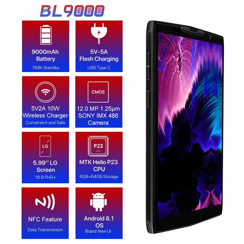 DOOGEE BL9000 смартфон с 5 99 дюймовым дисплеем восьмиядерным процессором MTK6763 ОЗУ 6 ГБ