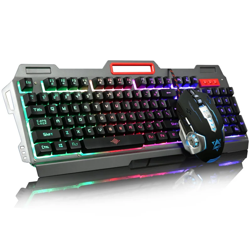 

Rainbow Yellow LED Backlight USB Wired Pro Gaming Keyboard Gamer Keyboard+6 Buttons 3200 DPI Pro Gaming Mouse Gamer Mice