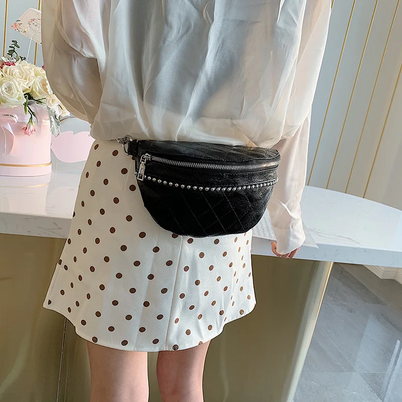 

Women Waist Bag Summer Brand Designer Belt Bag Female New 2019 Rivet Fanny Pack Fashion Vintage Shoulder Messenger Bag Chest Bag